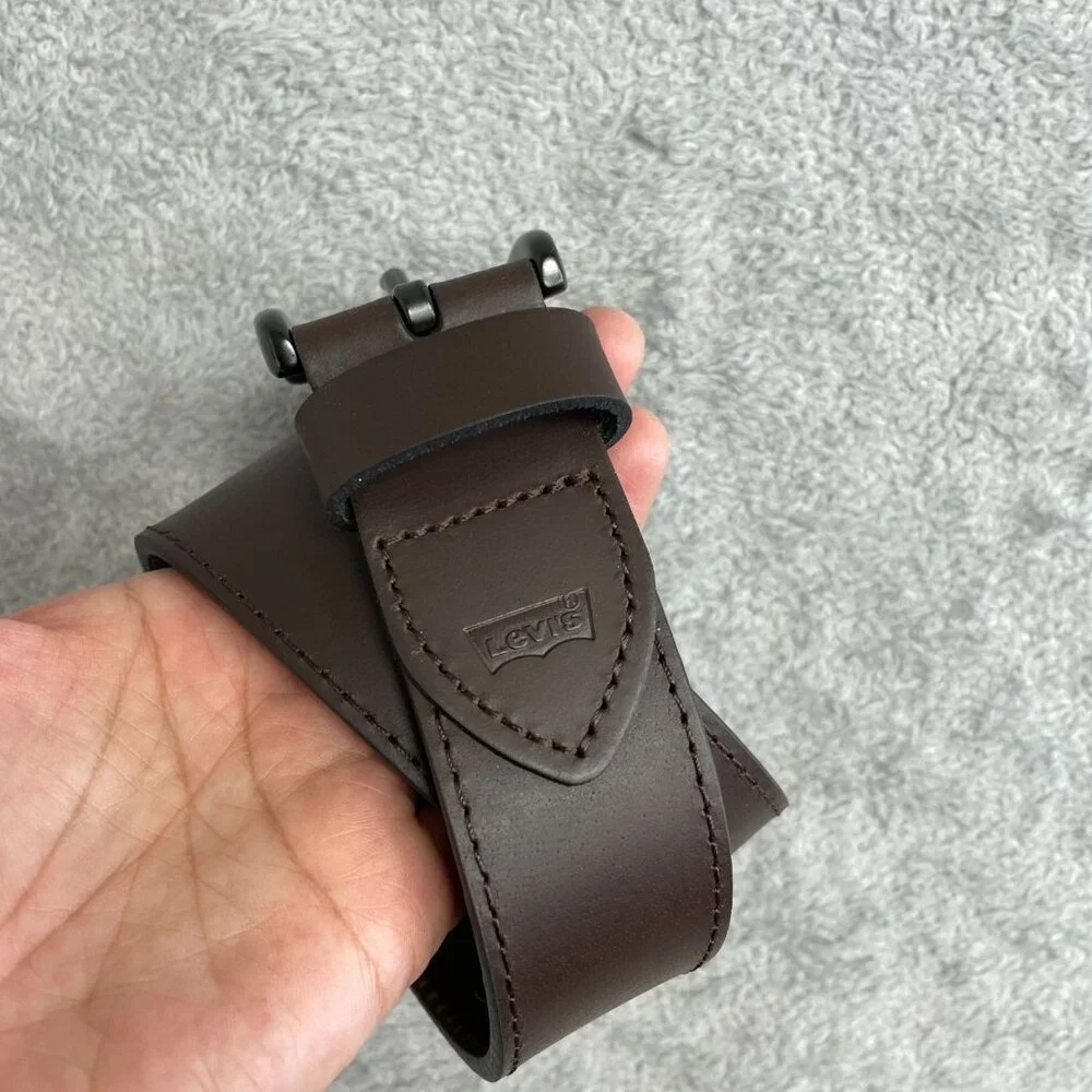 Levi's Men's Size L 38-40 Leather Belt With Black Metal Buckle In Brown i1730